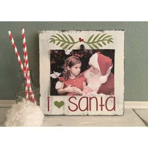 CHRISTMAS Photo frame We (heart) SANTA memories holiday‎ picture Handmade Wood - Picture 4 of 4